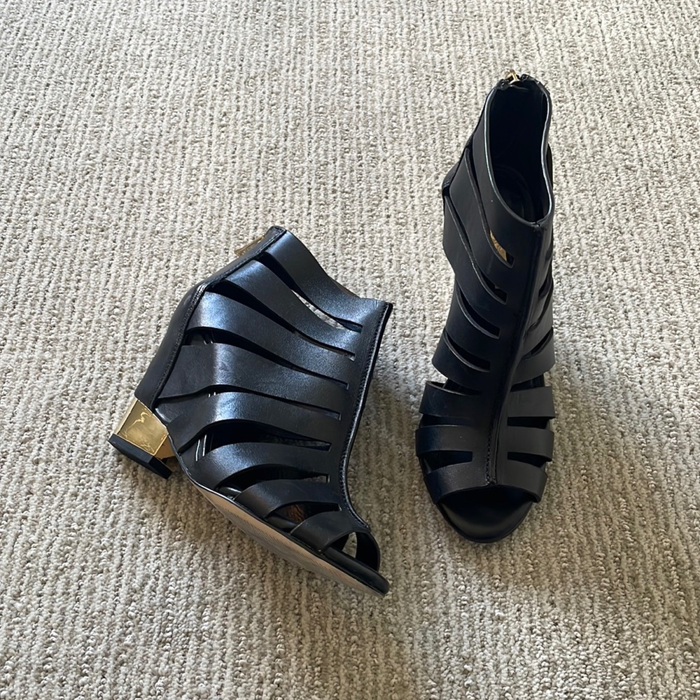 BCBG wedged heels with gold detail